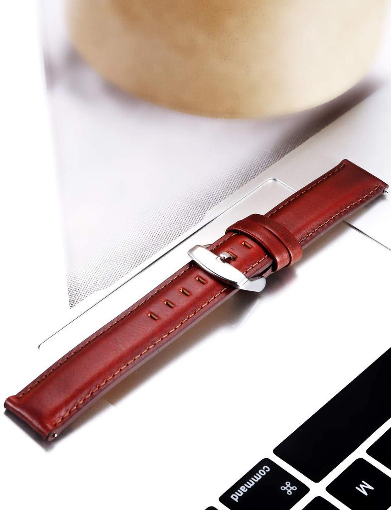 BINLUN Lederuhr Schnell Echte Lederuhrband für Herren und Ersatzlederuhr 3 Farben Inklusive Einstellwerkzeug Armband, Freigabe, Damen,