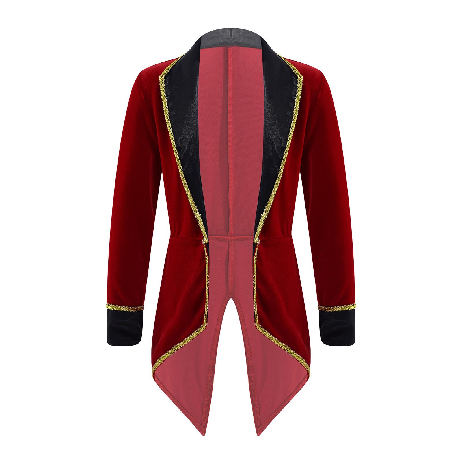 

Костюм Шоумена для Девочек с Лацканами, Пальто-Смокинг с Длинными Рукавами, Наряд для Ролевых Игр, Вечеринки, Выступления, Куртка Лидера 3-4 Years бордовый