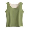 Women's Thick Fleece Seamless Vest - Solid Color Slim Fit, Double-Sided Brushed Base Layer for Autumn & Winter Warmth
