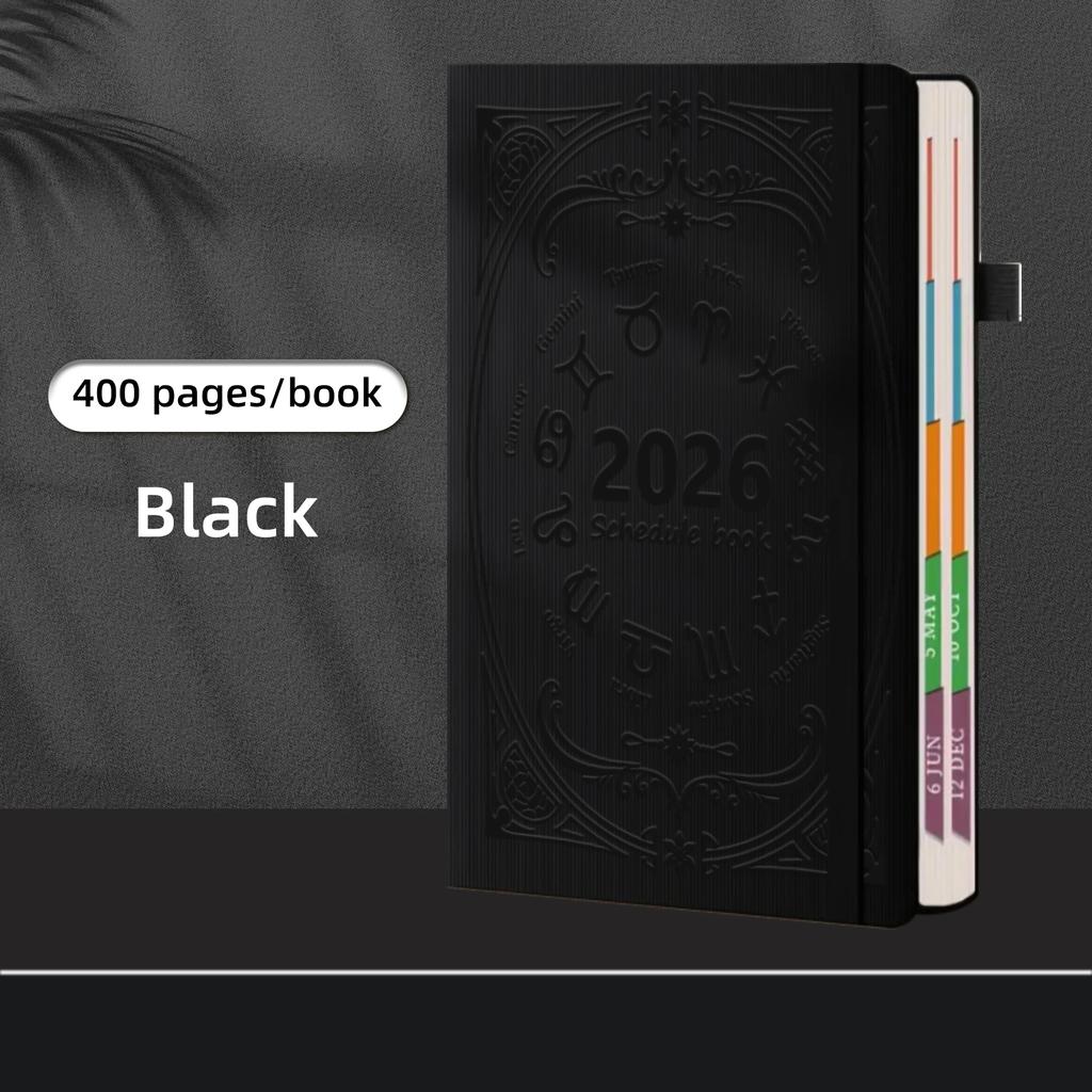 2026 A5 Gestructuurd PU Draagbaar Agenda Boek Engels Kalenderboek Notitieblokken Creatieve Dagelijkse Planner Herinnering Desktop Datumkalender