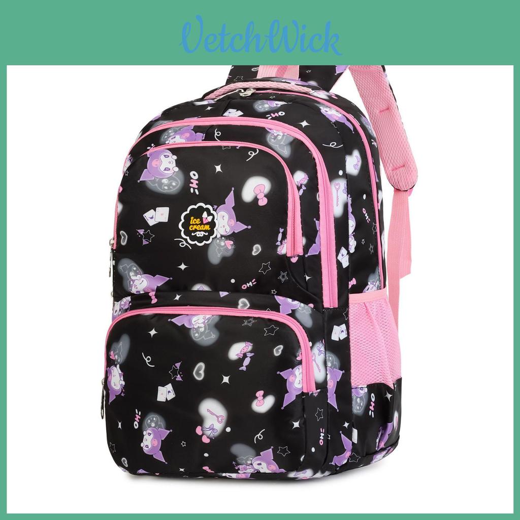 Kuromi Pattern Student Backpack With Breathable Oxford Fabric For Casual School Use