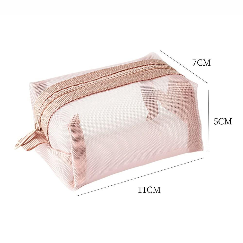 Vintage Three-dimensional Square Nylon Mesh Coin Purse Pouch Large Capacity Key Lipstick Earphone Organizer Card Bag