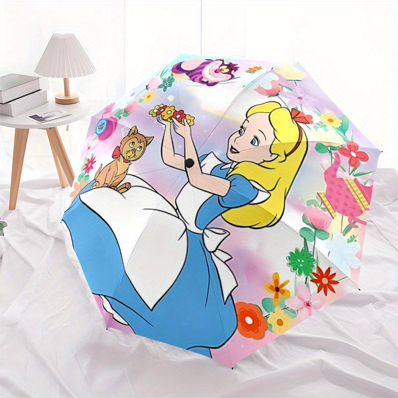 1pc Alice Flowers Cartoon Automatic Folding Umbrella,Lightweight Design, Fashion Lovers A0819046