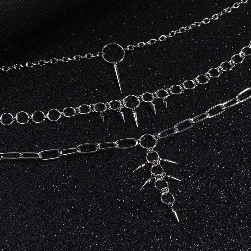 Goth Spiky Round Link Chain Choker For Women Men Punk Y2K Titanium Steel Rivet Cone Necklace Grunge Aesthetic Jewelry Gift