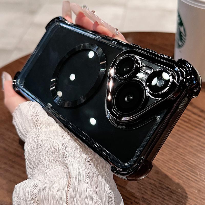 Case For Pura 80 Pro Soft TPU Magnetic Wireless Charging Cover For Huawei Pura 70 Pro + 80 Ultra Clear Lens Film Electroplating Silicone Cases