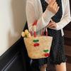 New Woven Women's Bag Handmade Grass Woven Handbag Fashion Embroidery Versatile Shoulder Bag Beach Bag KTB