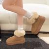 Warm Flipped Plush Thick-soled Medium Tube Snow Boots for Women To Increase Their Height In Winter 2025 New Leather Fluffy Thickened Cotton Shoes