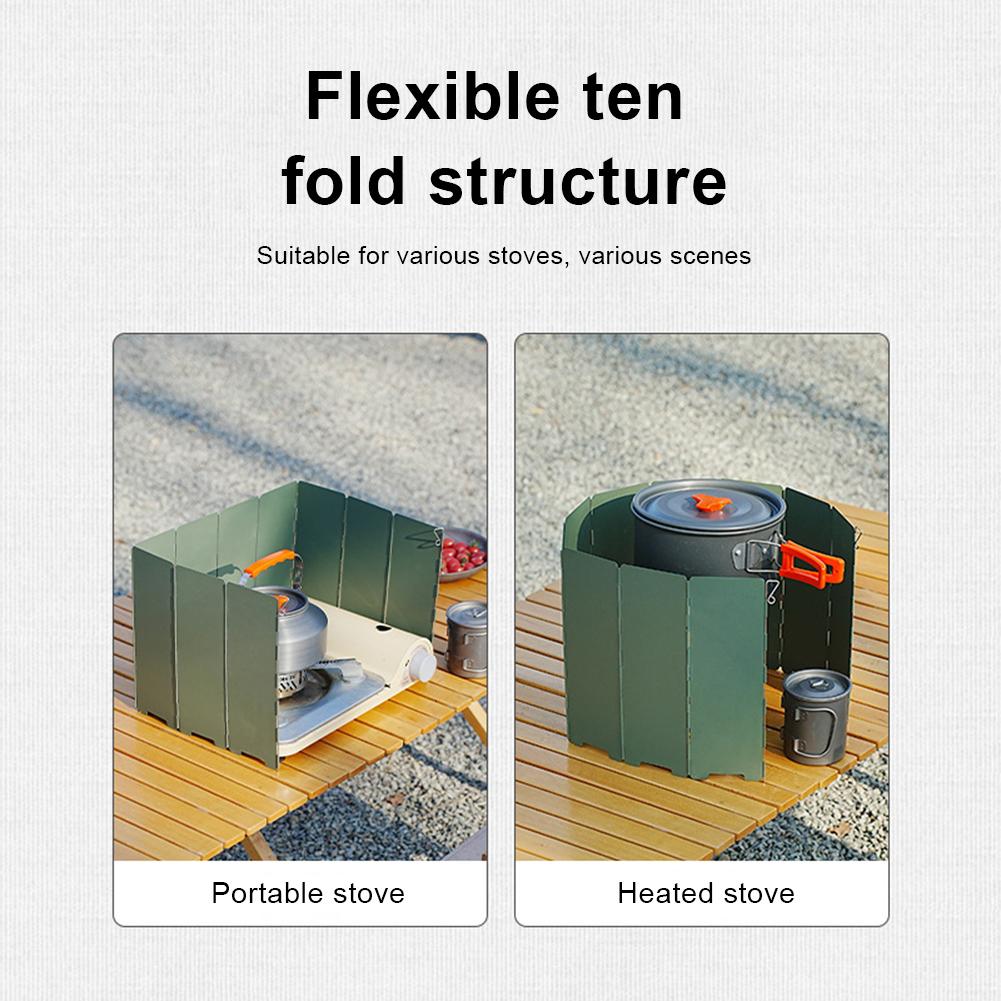 10 Plates Camping Stove Windscreen with Drawstring Bag Outdoor Stove Wind Shield Folding Outdoor Stoves Windscreens Picnic Tool