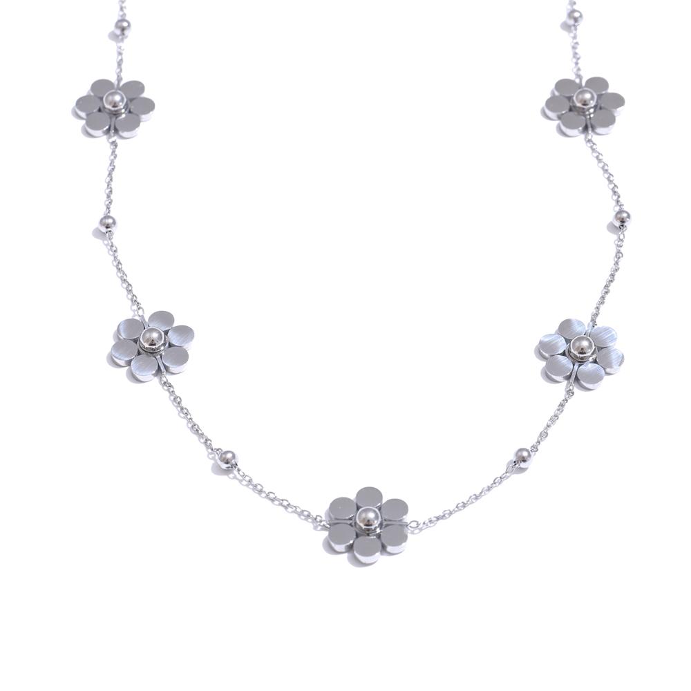

Yhpup Stainless Steel Flower Chain Fashion Necklace PVD Plated Golden Waterproof Polished High Quality Jewelry for Women
