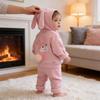 Baby Girl Animal Print Fleece Hoodie And Pants Set For Toddler Winter Casual Wear