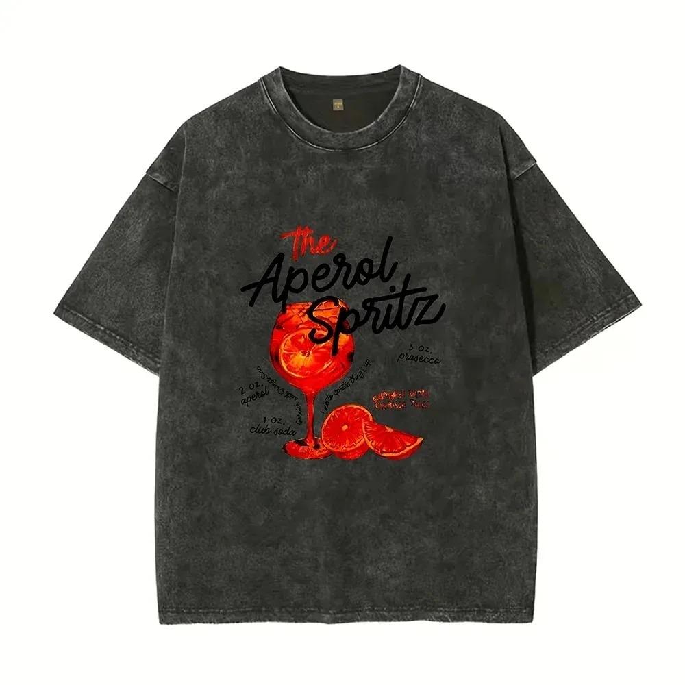 Aperol Spritz Retro Cocktail Graphic Tees Women Cute Alcohol Drink T Shirt Loose Cotton Printed T-Shirts Unisex Vintage Top Gift