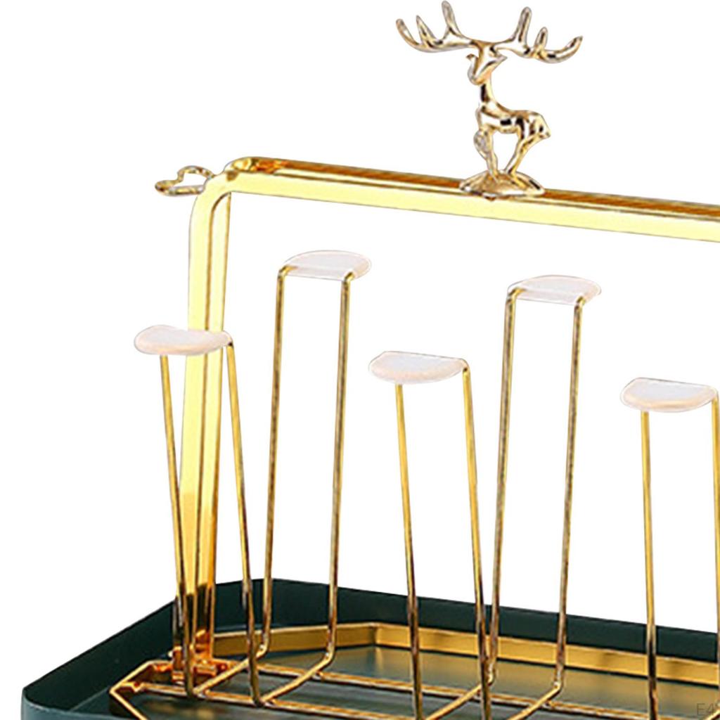 6 Cup Metal Drainer Holder Rack Mug Organizer Luxury Drying Glass for