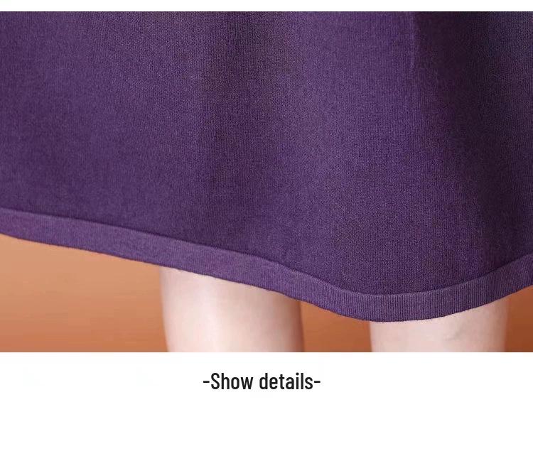 2023 Autumn/Winter Women's Oversized Knit Wool Dress, Knee-Length, Plus Size, Stylish, Belly Covering, Thick Fabric