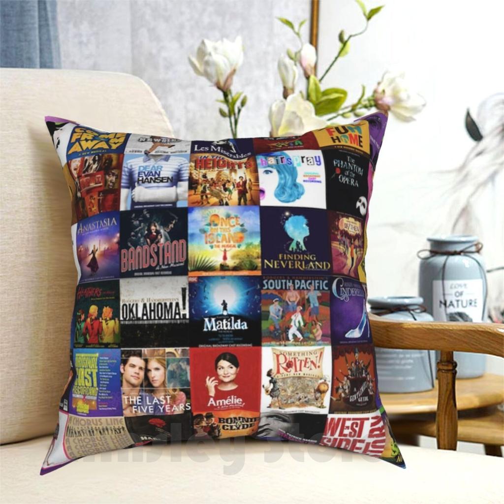 Musicals Collage Pillow Case Printed Home Soft DIY Pillow Cover Broadway Theatre Musicals