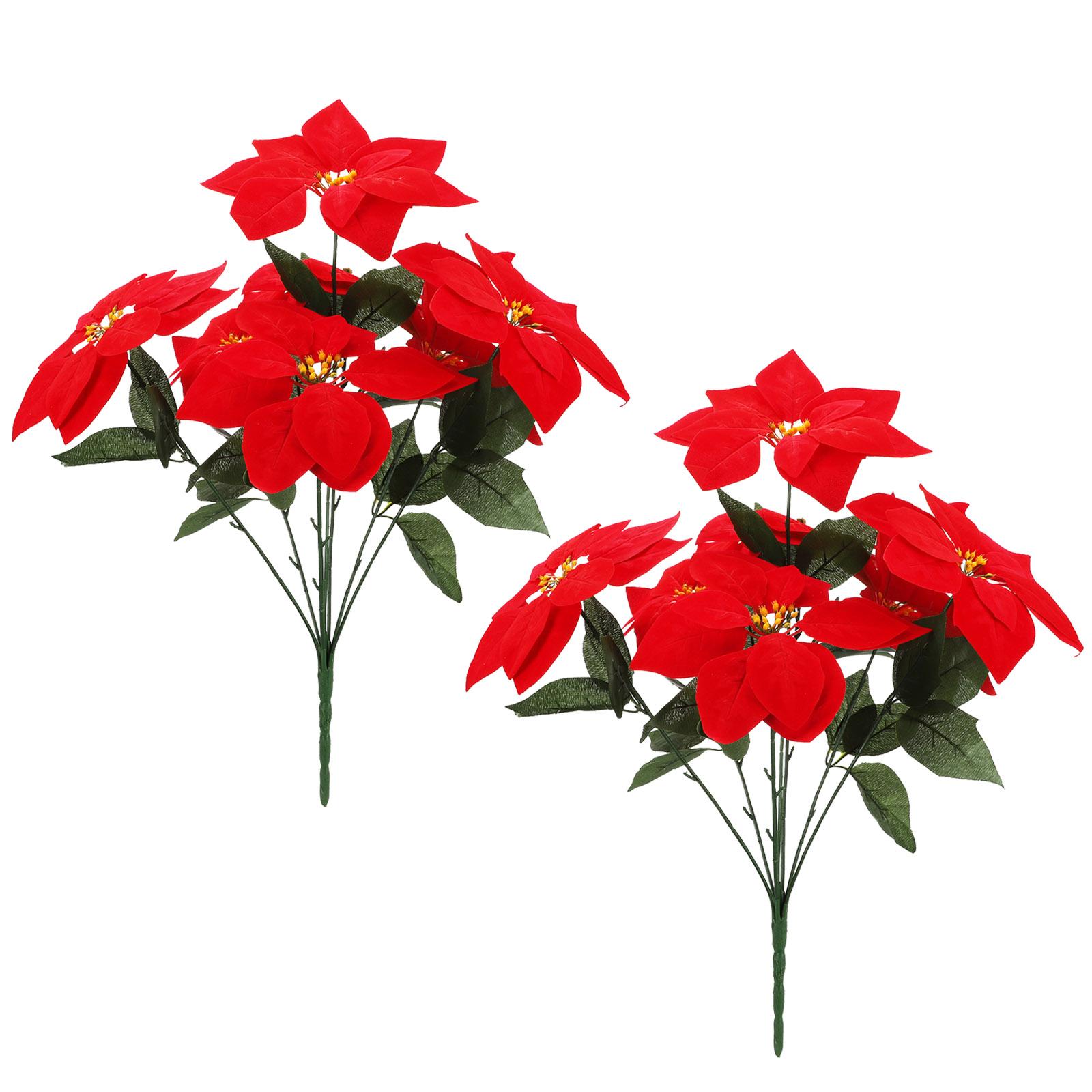 

Artificial Poinsettia Simulation Christmas Flowers Red Silk Fake Flower Decoration