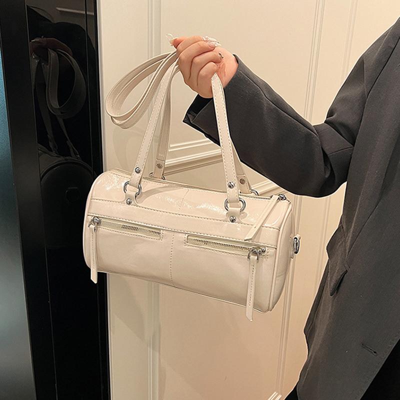 Yogodlns Underarm Barrel-shaped Bag For Women New Fashion Solid Crossbody Bag Versatile Large Capacity Shoulder Commuter Bag