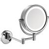 8.5 Inch Magnifying Makeup Mirror with LED Lights, Hard Wired Wall Mounted Adjustable Cosmetic Mirror, Brass Double Sided Vanity Mirror, Bathroom