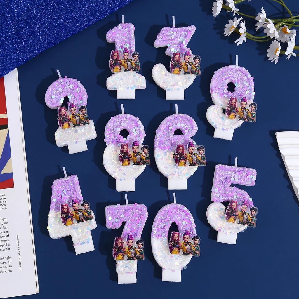 K-Pop Singing Girl 3D Number Birthday Candles Themed Digital Cake Topper Decoration Cake Decor For Kids Party Supplies