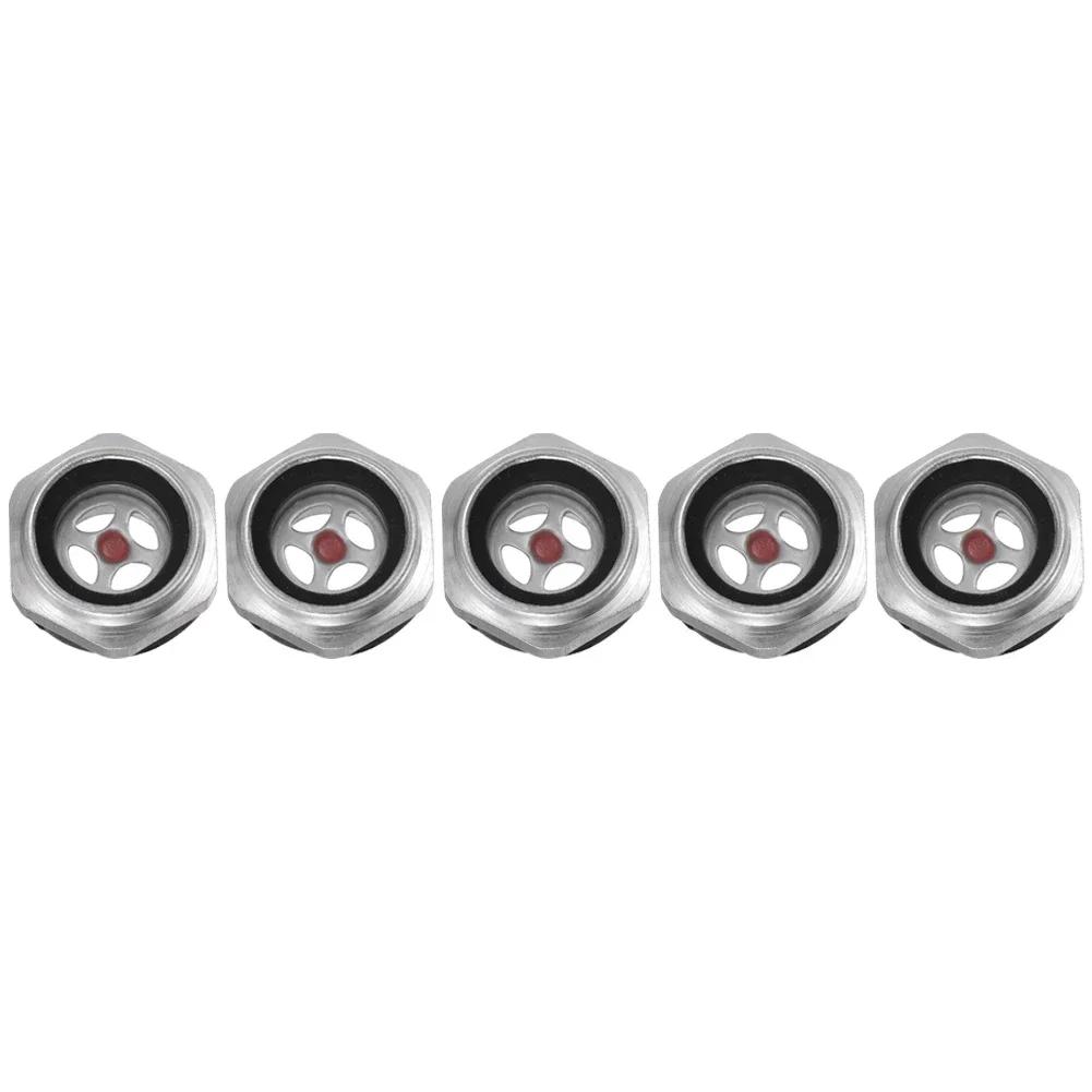 Oil Level Sight Glass Convenient Sight Glass Set for Air Compressor Oil Level Inspection 5PCS 1/2 Threaded Aluminum Sight Glass