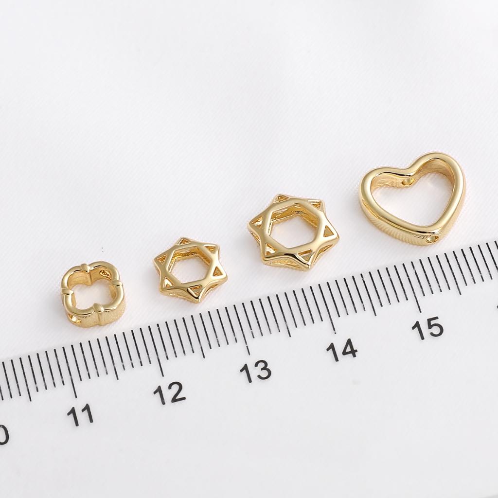 Six-pointed Star Bead Ring Peach Heart Beads Jewelry Spacer Beads 14kGold-plated Accessories DIY Handmade 1pc