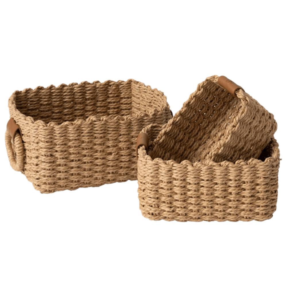 Woven Cosmetics Storage Basket Handmade Multi-functional Paper Rope Basket Decorative Simple Snacks Storage Containers Office