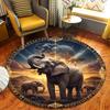 Elephant Lion Round Area Rug,Carpet Rug for Living Room Bedroom Sofa Playroom Decor,Non-slip Floor Mat