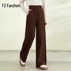 Fanzhen Women's High-Waist Wide-Leg Wool Blend Casual Pants