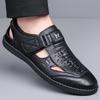 Casual Hollow Business Soft Soled Leather Shoes for Men Summer New Designer Solid Color Driving Shoes Male Fashion Hallow Sandal