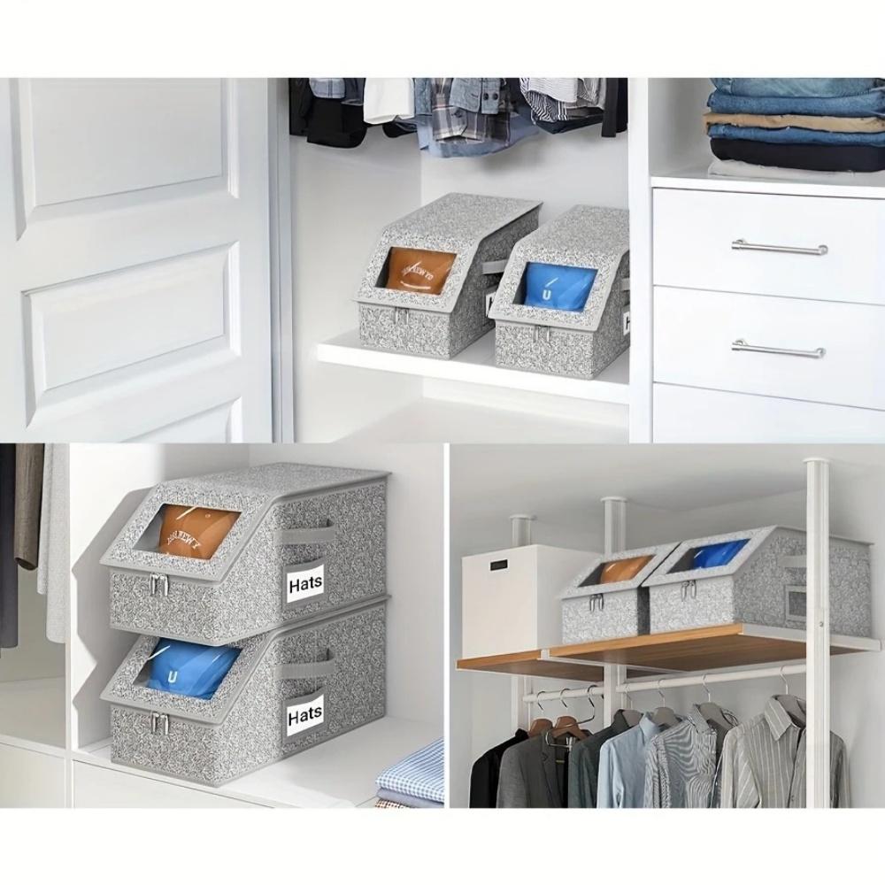 Foldable Zipper Baseball Cap Storage Box Stackable Dustproof Storage Box Multi-Purpose Hat Storage Box for Home Organizer Use