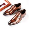 Fashion Britain Trend New Gentleman Men's Pointed Genuine Leather Monk Strap Casual Dress Homecoming Shoes Male Formal Wedding Footwear