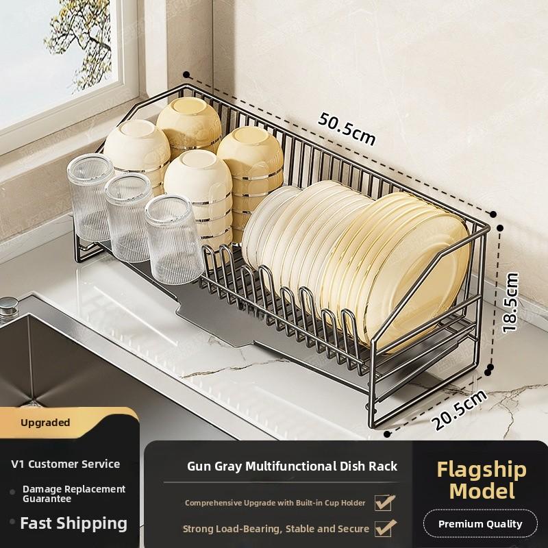 Kitchen  Bowl Draining Ra Multi-Functional Countertop Sle Storage elf Utensils Di Plate Diwaer Organizer