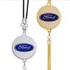 AAAMW1 1pc Diamond Metal Car Badge Rearview Mirror Pendant Auto Interior Hanging Ornaments For Ford Focus Mustang Fiesta Mondeo mk7 mk2
