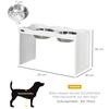 Feeding station, bowl stand, 2 feeding bowls of 2 liters each, stainless steel, for large dogs, white, 63 x 30 x 24cm