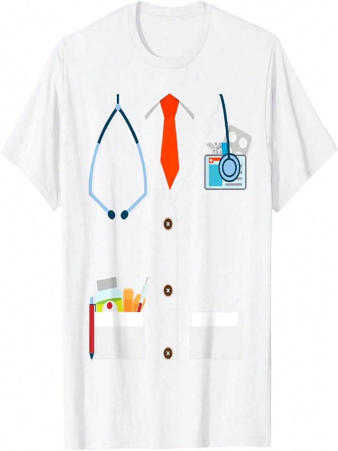 Doctor White Lab Coat Funny Halloween Costume For unisex Wounisex T-Shirt S