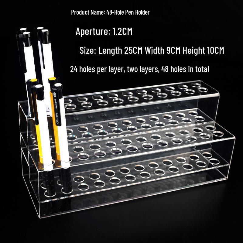 Transparent Acrylic Pen and Pencil Holder Display Rack for Stationery, Eyebrow Pencils, and Children's Hairpins.
