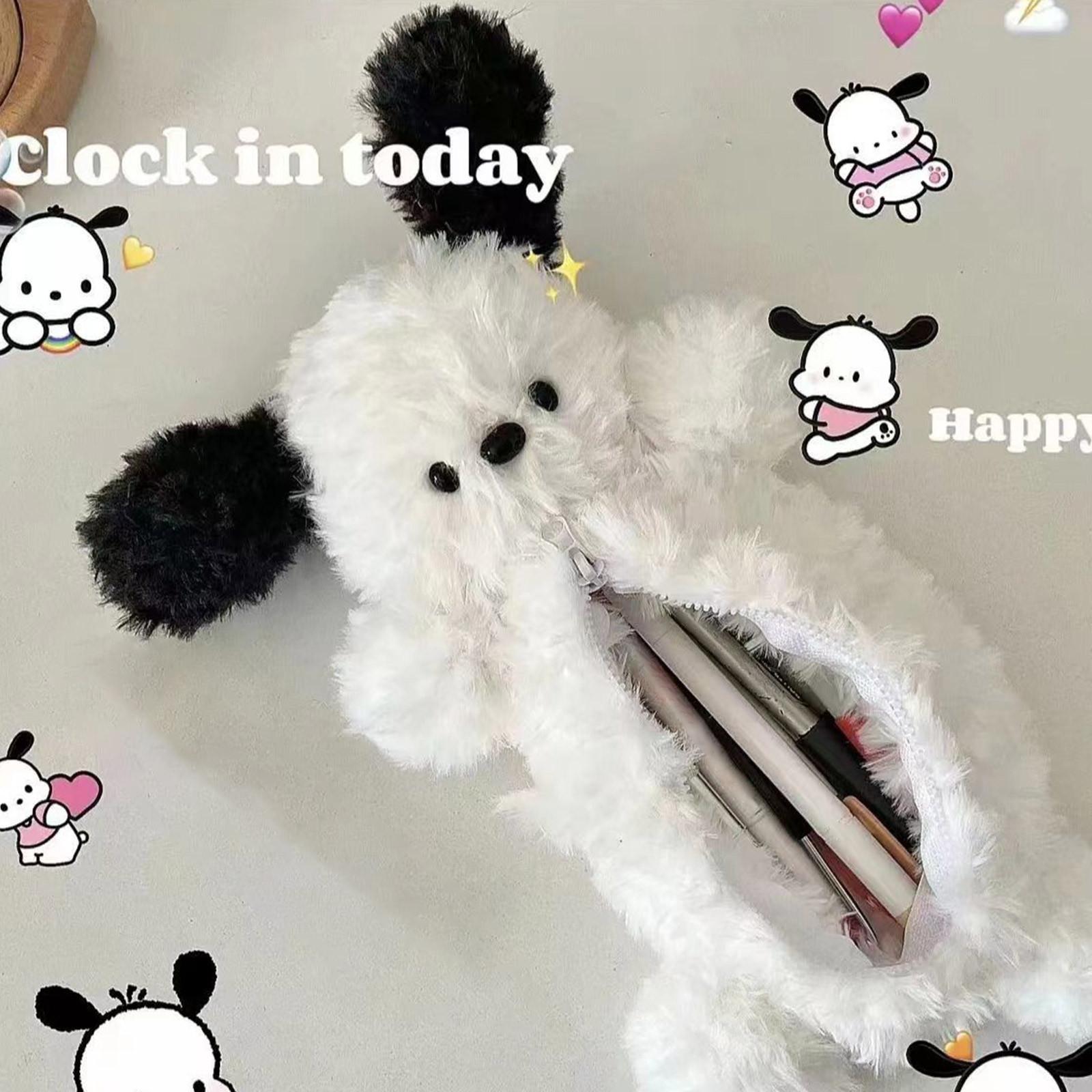 

Сумка для ручек в виде плюшевой куклы с 3D-принтом, канцелярские принадлежности для рабочего стола, большая вместительная сумка для хранения One Size белый