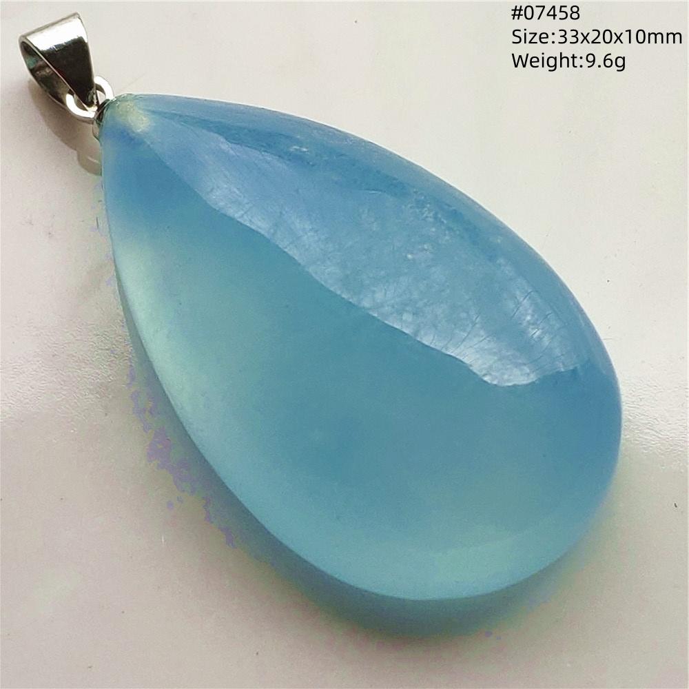 Natural Blue Aquamarine Oval Pendant Jewelry For Women Men Dark Aquamarine Necklace Fashion Brazil AAAAAA