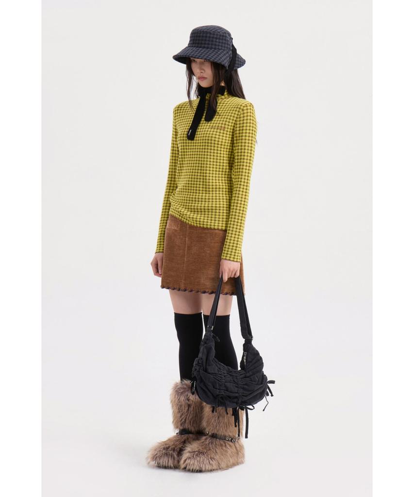 LUCKY CHOUETTE Gingham Check High Neck Knit Pullover (Yellow) Lfwaw25310Yex