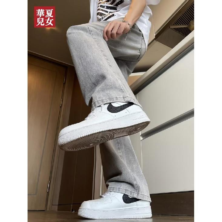 American Washed Denim Jeans Men'S Autumn New Loose Straight Leg Mop Pants High Street Wide Leg Casual Denim Pants