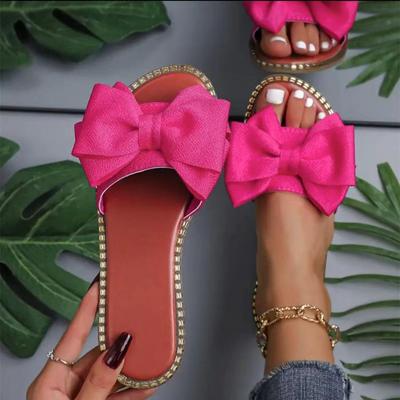 Damen Strass Schleife Flip-Flops: Leichte Outdoor-Hausschuhe
