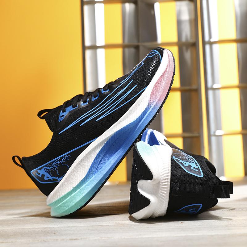 Youth Autumn Running Shoes, Primary and Secondary School Students Mesh Carbon Plate Real Explosion Shock Absorption Sports Non-slip Running Shoe