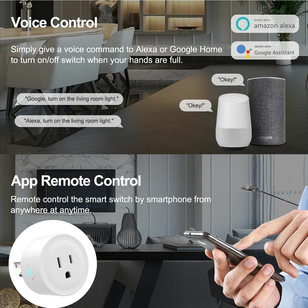 Zigbee2MQTT Smart Plug Zigbee US Socket 20A Wireless Home Outlet with Power Monitor APP Control Works with Alexa Home Assistant