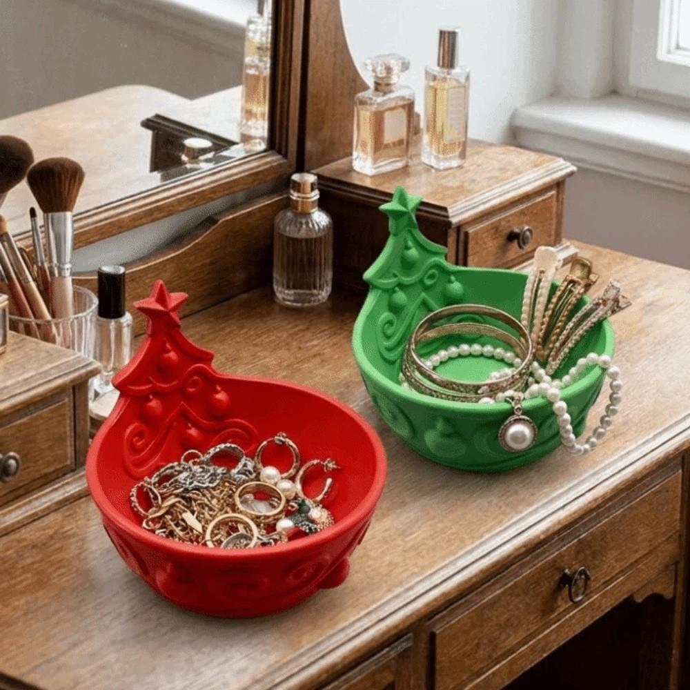 Practical 3D Printed Christmas Tree Storage Box Large Capacity Decorative Jewelry Storage Tray Plastic Entrance Key Tray Office