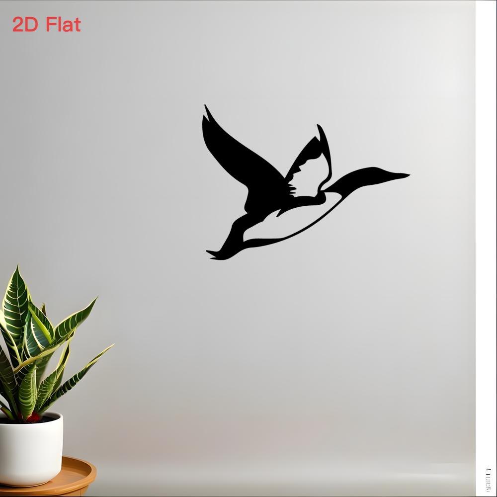 2D Flat Flying Loon Black Iron Wall Art, Laser Cut Wrought Iron Bird Silhouette, Elegant Metal Hanging for Outdoor Cabin Office Nature Themed Decor