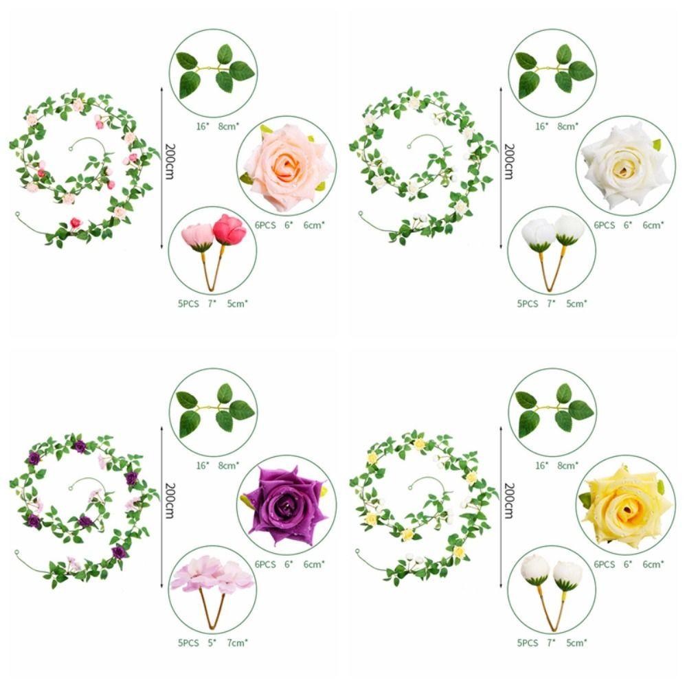 Plastic Silk Rose Flower Vine Spring Rose Wall Hanging Artificial Rose Vine  Hotel Restaurant