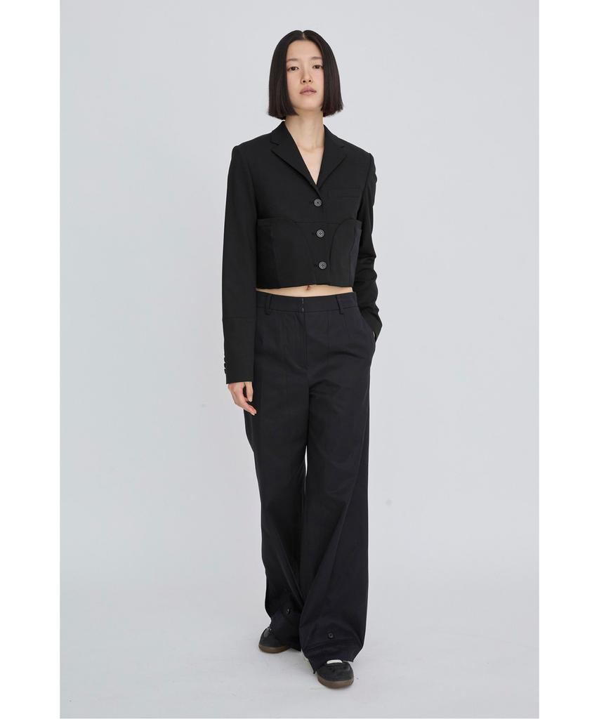 RECODE Layered Waist Panel Detail Hem Pants Rqpas26525Bkx