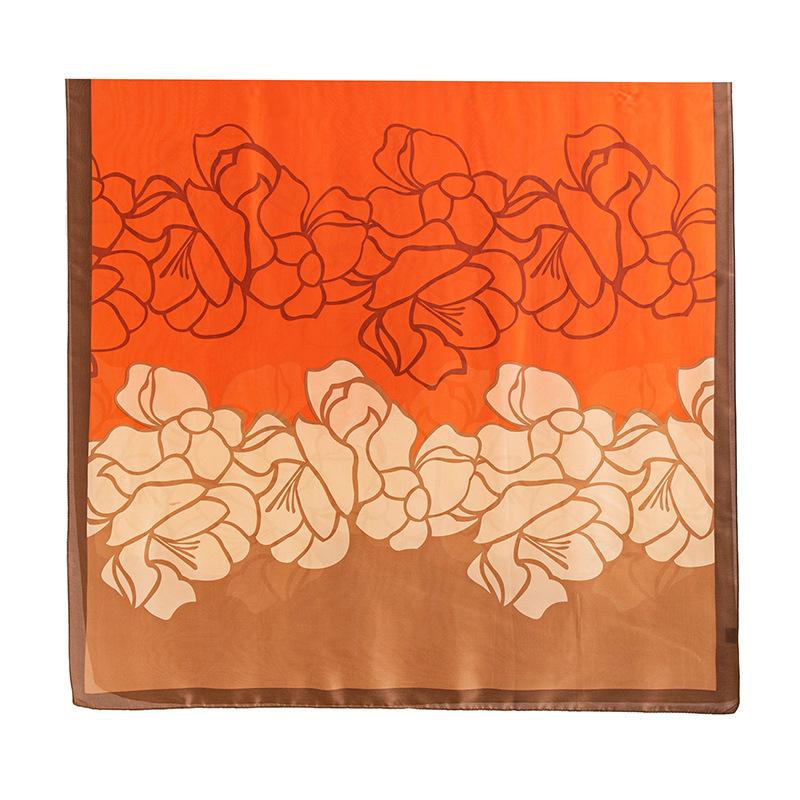

Темпераментная цветовая гамма, цветок, длинный шарф из искусственного шелка, оранжевый, хаки, с принтом, весенне-осенний, универсальный, солнцезащитный, большая шаль 80*180cm