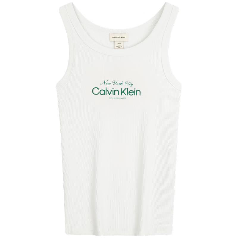 Calvin Klein Jeans Women s Ribbed CK Embroidery Tank Top M