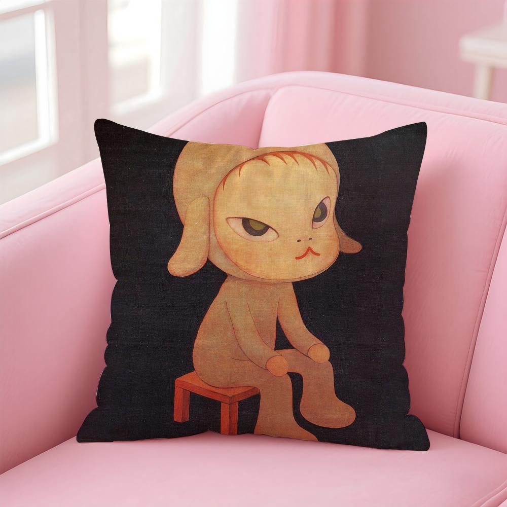 artist cute YYoshitomo NNara Cushion Cover Pillow Case Soft Friendly Fabric  Concealed Zipper
