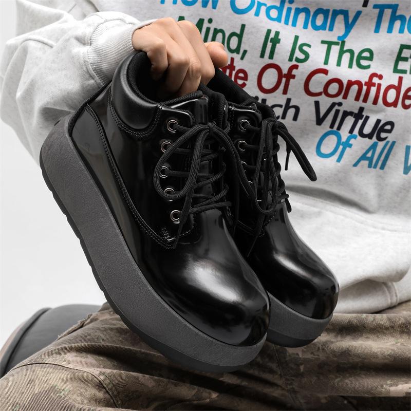 Z spring and autumn new Q ugly cute big head retro niche yellow short boots thick-soled heightening Martin boots